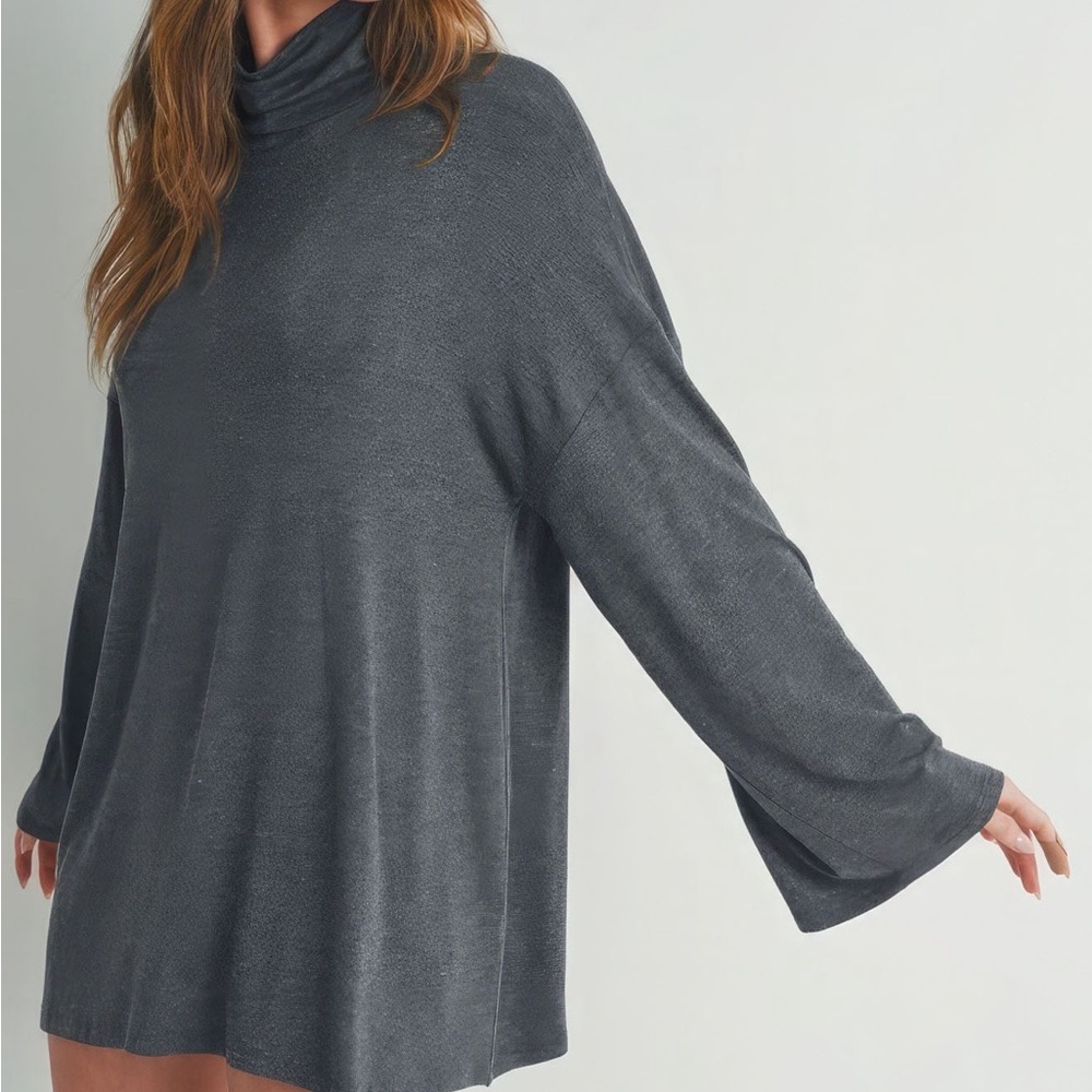 Bell Sleeve Turtle Neck Dress - Picture 3 of 7